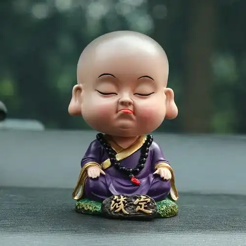 可爱摇头小和尚汽车摆件车载车内中控台淡定表情公仔车上装饰品