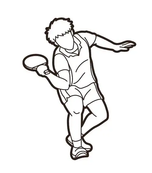 乒乓球运动员乒乓球动作卡通图片下载