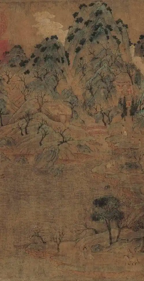 赏画展子虔游春图