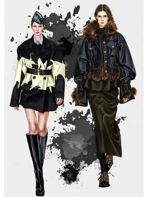 服装设计插画时装画服装设计效果图绘画