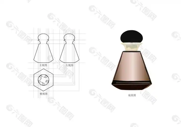 香水瓶三视图设计元素素材免费下载(图片编号:5030055)-六图网