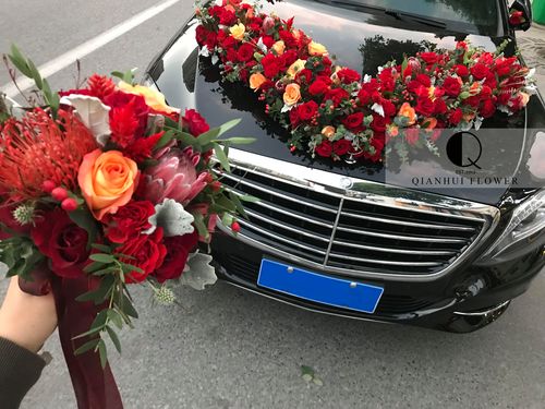 扬州江都高邮仪征鲜花实体速递同城新娘主婚婚车鲜花