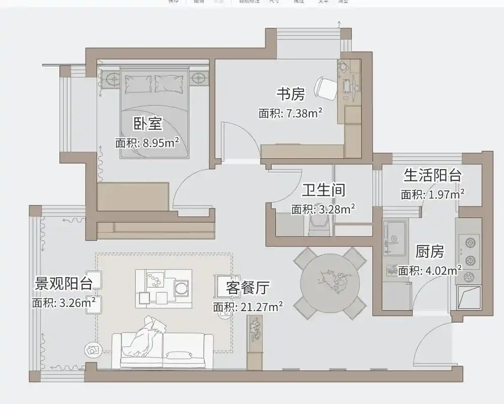 邻居们想要的沙亭岗70平2房户型设计