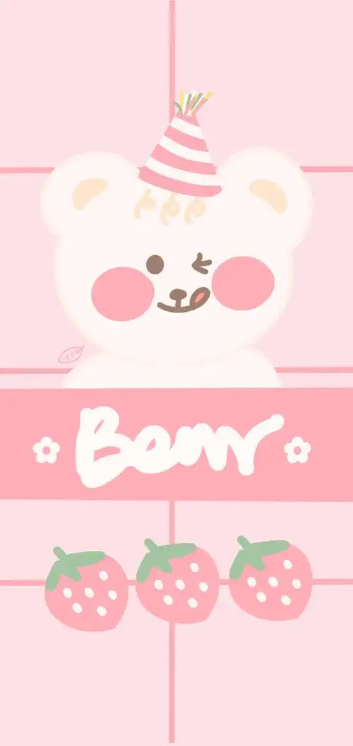 粉色可爱少女心情侣手绘手机壁纸