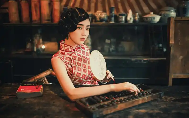 旗袍美女优雅复古唯美写真图片桌面壁纸