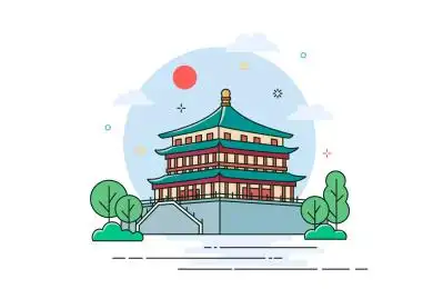 西安鼓楼线条风插画