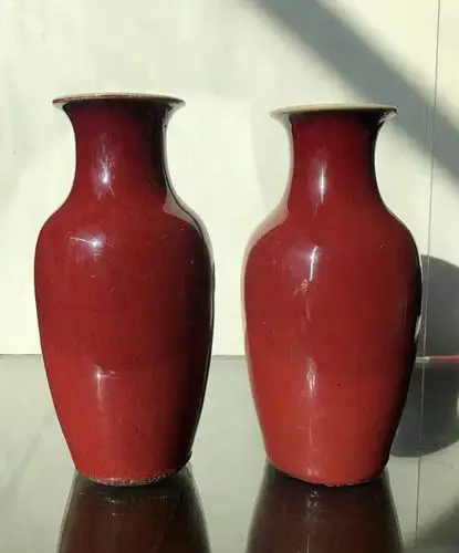 清代康熙官窑郎窑红观音瓶一对《王恩才艺术馆藏》