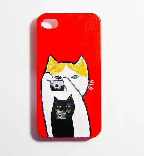 原创手绘拍照萌猫手机壳s4note3三星苹果6定制小米2红米note特惠