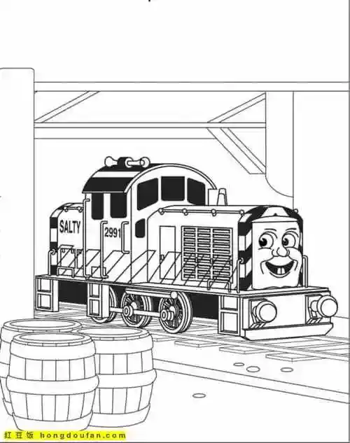 11张大眼睛的托马斯小火车卡通涂色简笔画