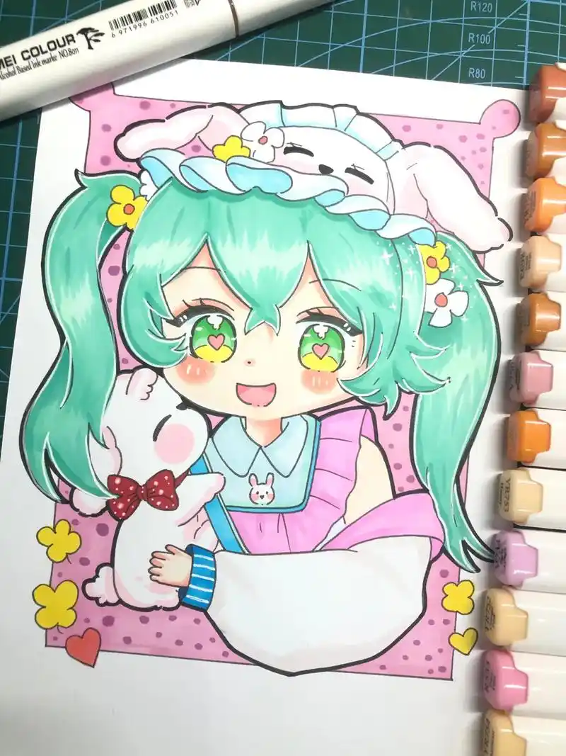 24|100幅 q版动漫女生人物系列|附线稿#爱画画的小朋友 - 抖音