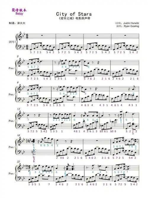 爱乐之城让我们明白,很多错过与遗憾是成全36615页:双手简谱315