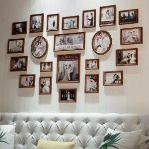 照片墙背景墙相片墙布置客厅墙上相框创意心形结婚婚纱照挂墙装饰