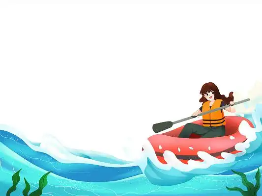 手绘卡通创意唯美女孩漂流瓶元素png素材彩色卡通漂流划船皮艇游艇