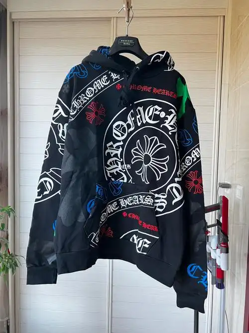 克罗心新款满印logo帽衫卫衣