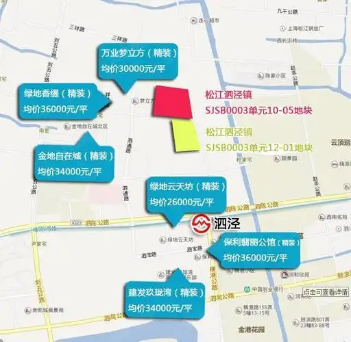 泗泾地铁站方圆1公里内分布着很多项目,绿地,金地,保利,建发以及同济