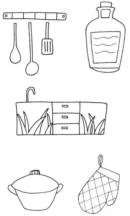 厨具简笔画图片厨具简笔画简笔画厨房用品果蔬餐具线条画铅笔画蔬菜