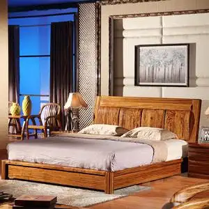 中式别墅实木床1.8米定制乌金木床卧室原木双人床储物香河家具城