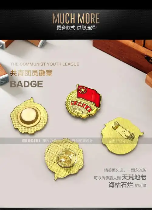 共青团团徽 学生用标准型包邮磁铁蝴蝶扣别针磁扣徽章胸章定做