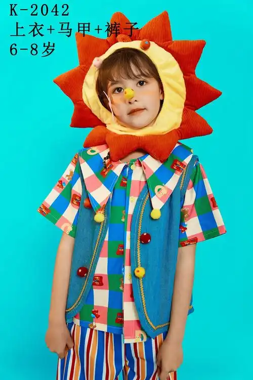 网红洋气套装摄影儿童走秀潮服时尚模特女童艺术照杂志封面服装