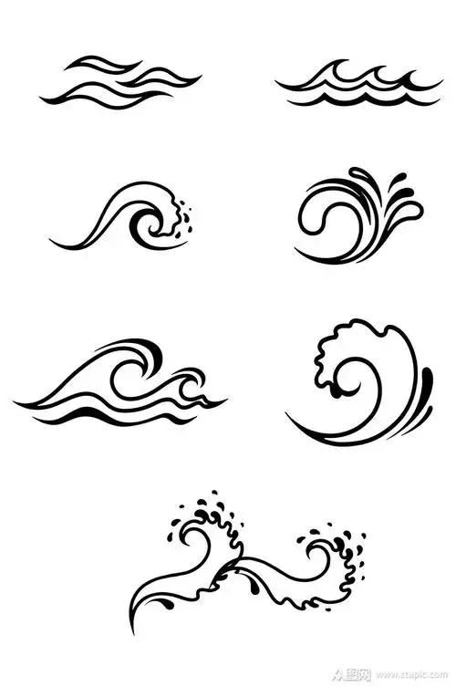 水波洪水水浪浪头线条图标免扣元素