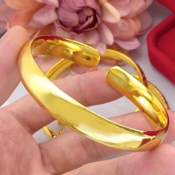 老凤祥越南沙金手镯女金久不掉色开口光面满天情人节礼物送女友 开口