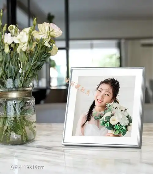 水晶相框轻奢相框摆台照片定制亚克力水晶金属轻奢结婚照全家福儿童
