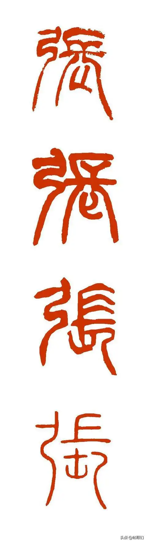 百家姓之张字的不同写法