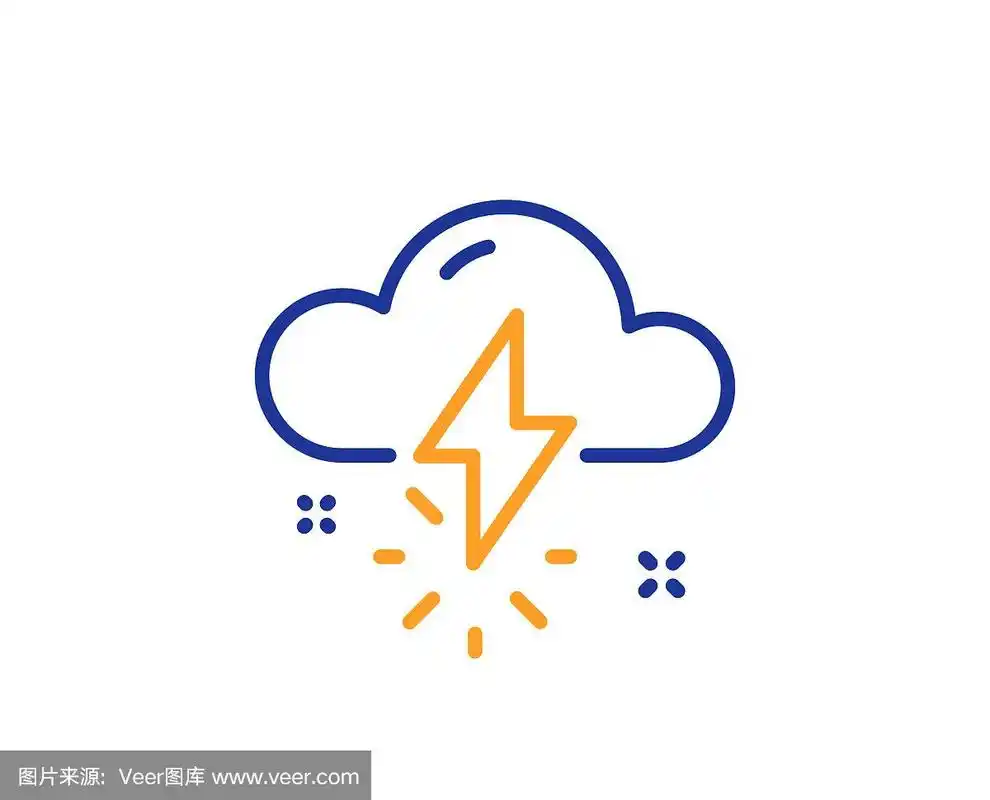 雷暴天气线图标雷电与