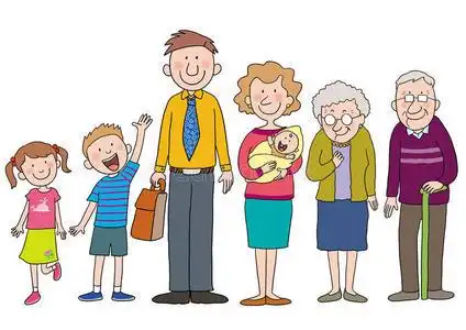 手绘卡通爸爸托举女儿图片