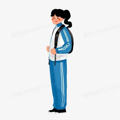 手绘穿校服女高中生素材