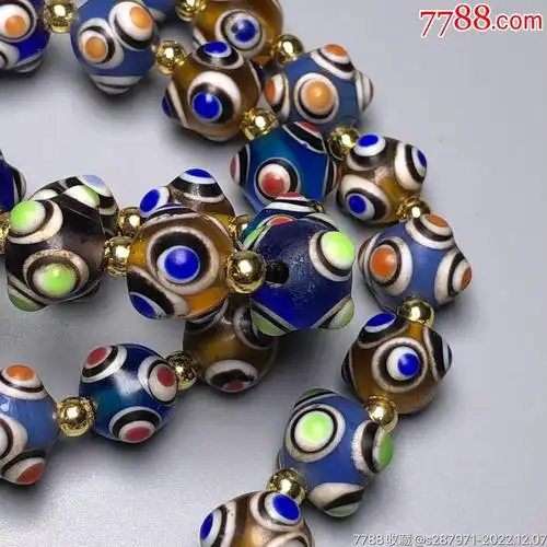 回流老琉璃多宝蜻蜓眼佛珠项链尺寸约:蜻蜓眼10毫米