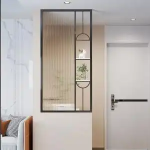 简约现代卫生间半墙隔断长虹玻璃屏风干区洗手台客厅铁艺装饰定制