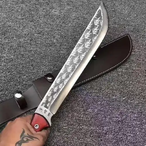 烂花竹叶青大砍刀手工煅打合金钢打造利刃