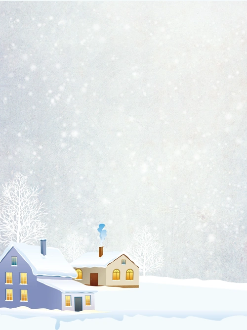 唯美简约卡通下雪的初冬海报背景psd