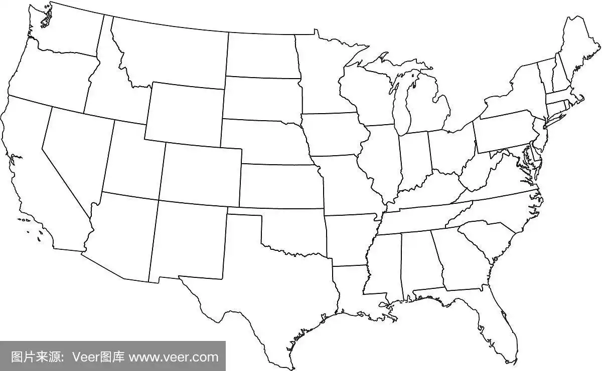 美国,轮廓,白色背景,陆地,矢量