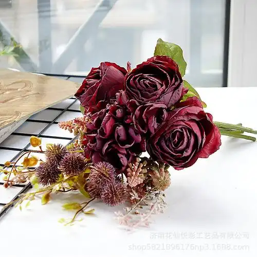 欧式英国复古宫廷玫瑰手捧 仿真花假花 家居装饰摆放婚庆摄影道具