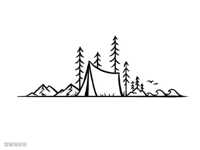 露营简笔画画法