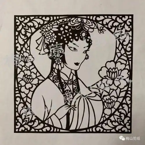 原创戏曲花旦套色剪纸鬓耸巫山一段云