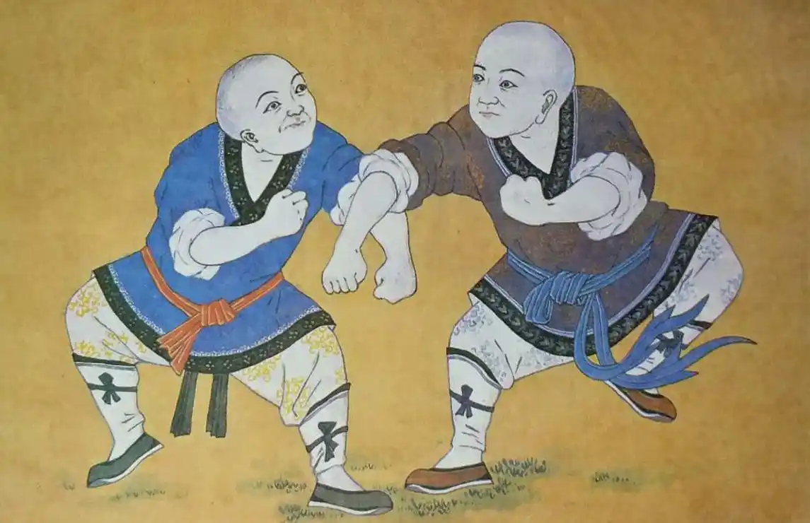 清朝年间的少林罗汉练拳图,第四张的招式让人眼前一亮!