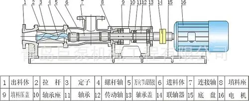 【g型单螺杆泵】结构图 ①环境保护:工业污水,生活污水,含有固体颗粒