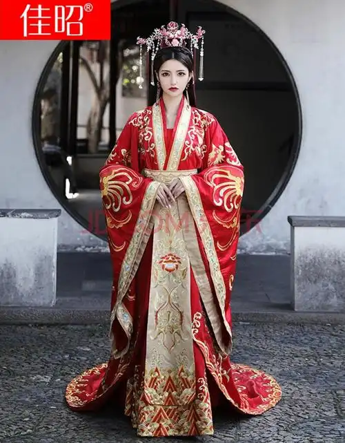 佳昭 汉服嫁衣凤冠霞帔新娘婚礼中式婚纱超仙飘逸束腰正装古装花嫁