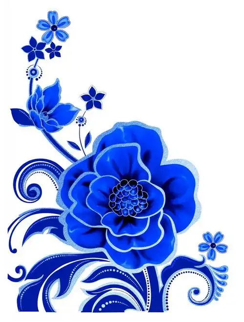 中国风古典青花瓷雕刻素材装饰图案中国风纹样龙凤印花纹饰ps素材