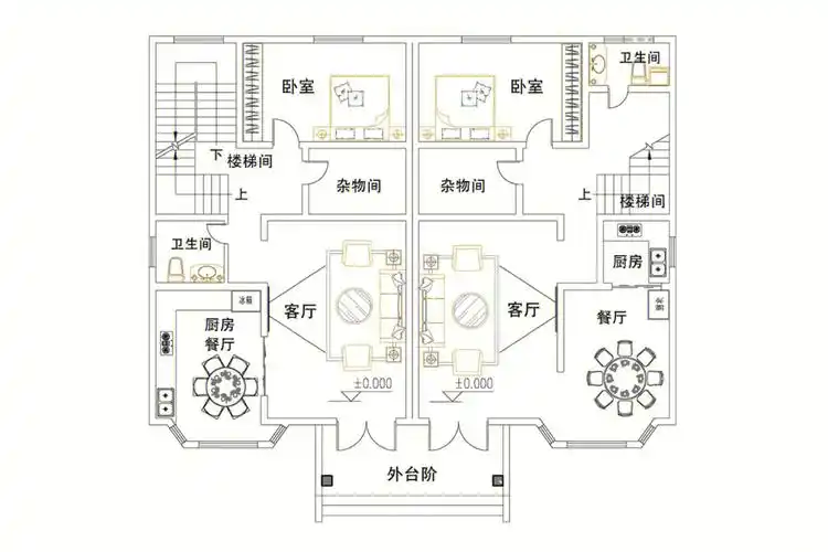 16x12三层双拼欧式风格自建别墅设计