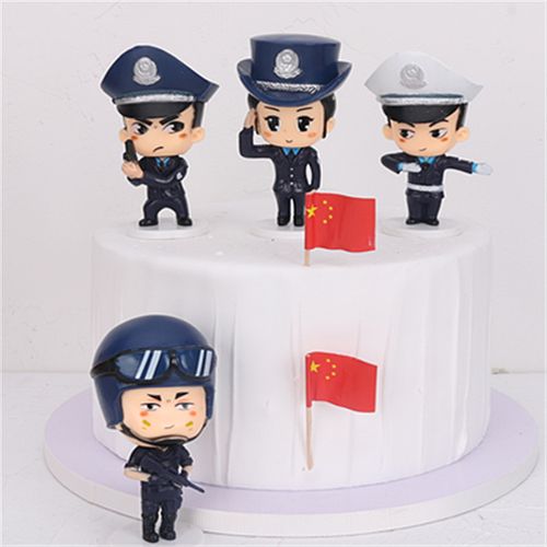 q版警察装饰手办交通警察特种兵可爱生日蛋糕手办