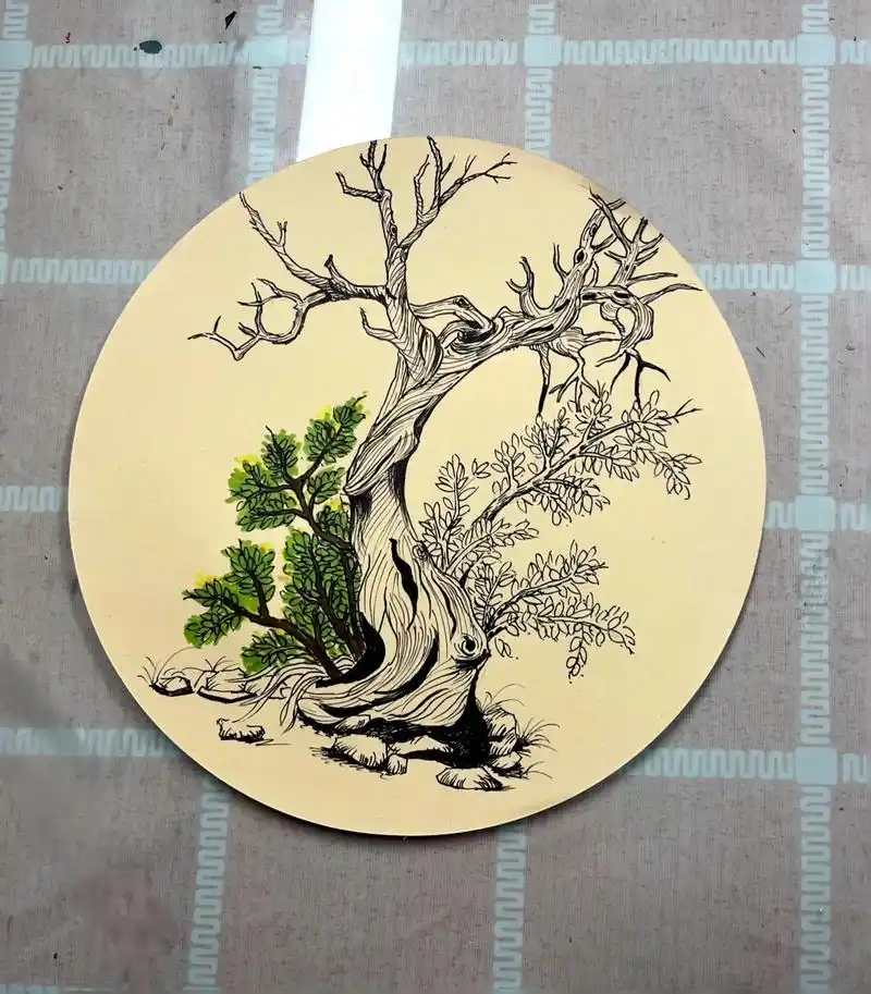 一棵老树.#画画 #简笔画 #线描 #儿童画 ,转眼间夏天成 - 抖音