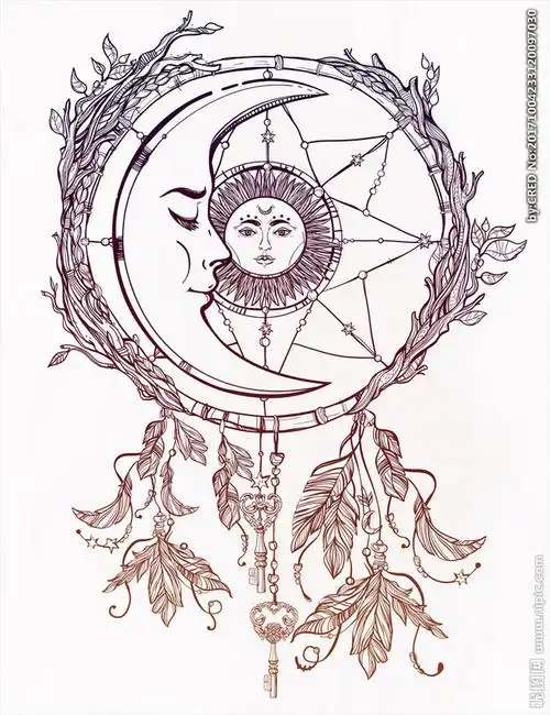 太阳月亮图腾矢量图下载