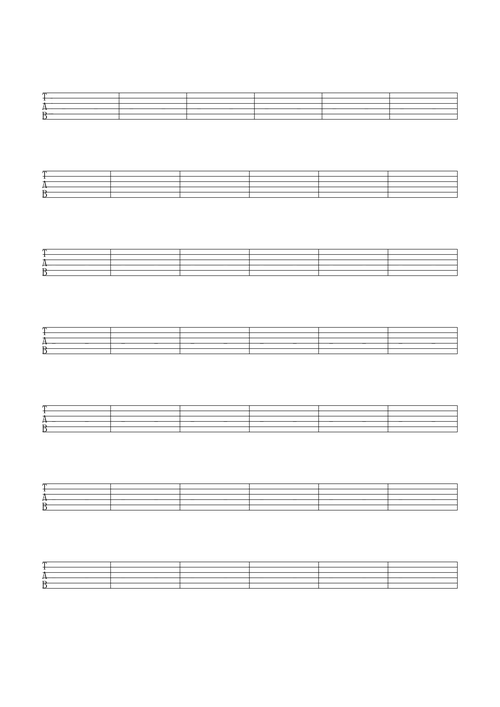 吉他谱六线五线谱简谱空白模板doc6页