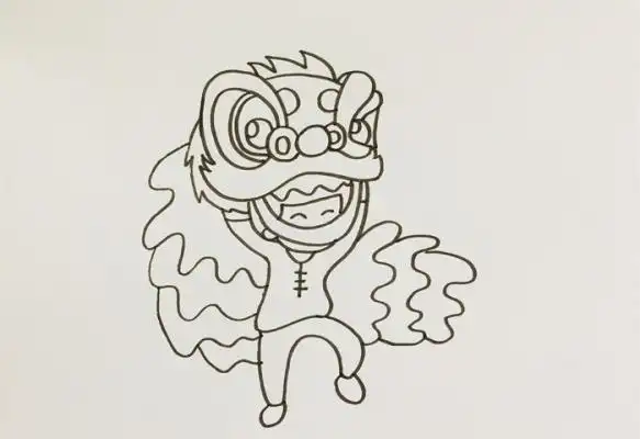 儿童舞狮简笔画