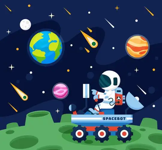 创意太空探索的宇航员矢量素材