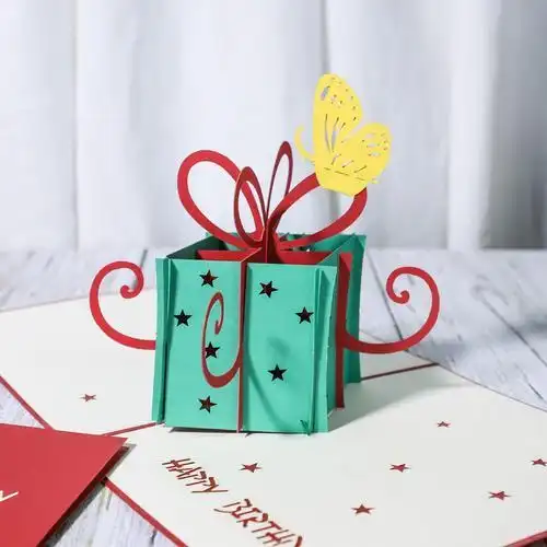 祝福卡片手工制作礼品镂空纸雕立体贺卡生日蛋糕礼物生日卡片纸雕朋友